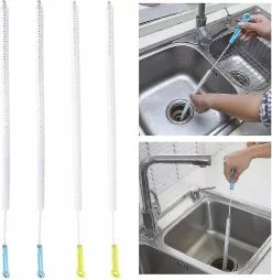 Unbranded Flexible Drain Cleaning Brush, 4 Pieces Blocking Drain Brush Overflow Cleaner Bendable Overflow Sink Brush For Bathroom Kitchen Accessories(blue And G