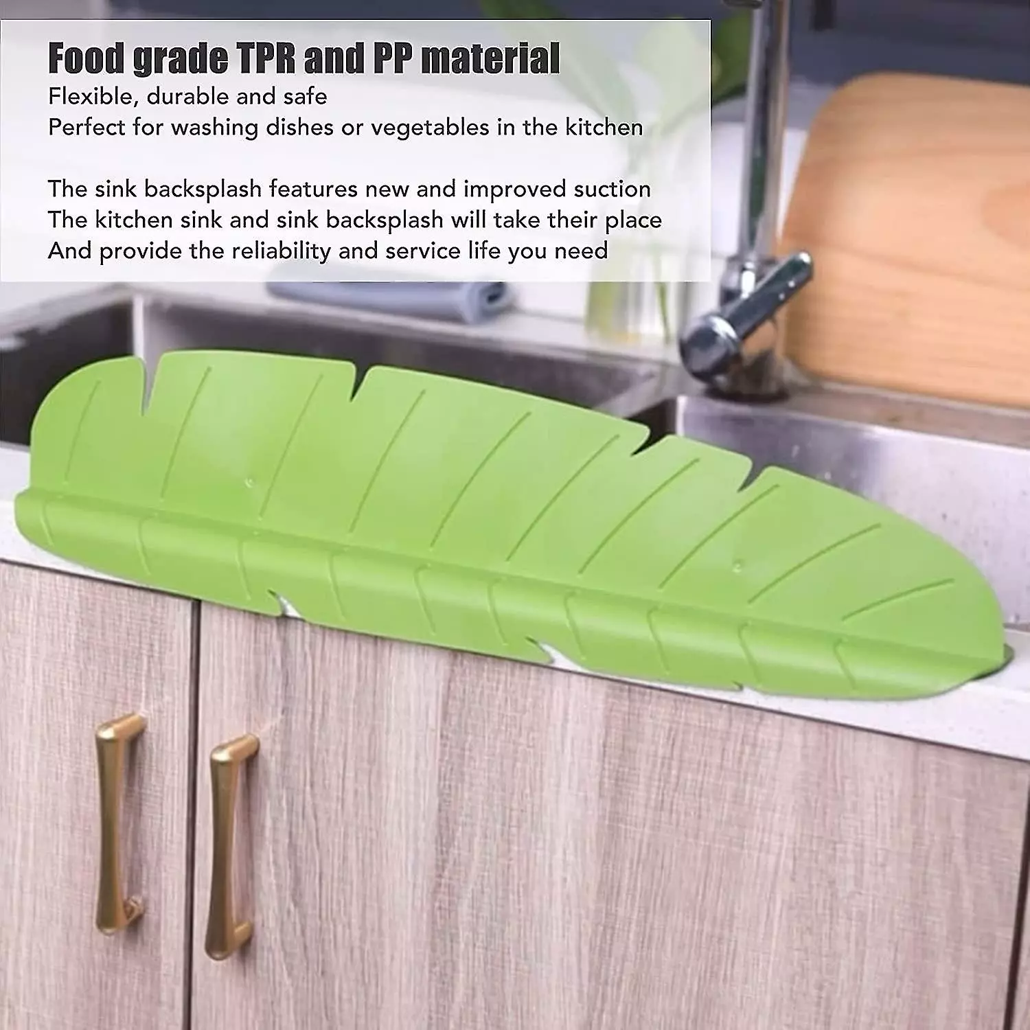 Nw 1776 Kitchen Sink Splash Guard, Sink Water Splash Guard Elastic Reusable Banana Leaf Water Sink Splashing Guard,49*6*11 - Image 3
