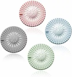 LetsGO Rubber Hair Stopper Hair Catcher Durable Silicone 4 Pack Filter For Kitchen Bathroom And Bath Tub Hair Stopper Shower Drain Covers Easy To Install And