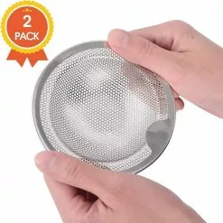 LetsGO 2pcs Kitchen Sink Strainer Basket Catcher With Upgrade Handle, Anti-clogging Stainless Steel Drain Filter Strainer For Most 3-1/2 Inch Kitchen Drains,