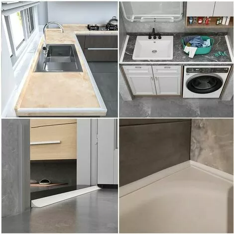 SOEKAVIA 100CM Shower Stopper For Frameless Door, Silicone Water Barrier Shower Threshold, Self-adhesive Strip Bathroom And Kitchen Dam Protection, White - Image 5