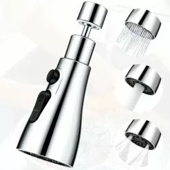 SOEKAVIA Kitchen Tap Spray Head With 3 Modes, Tap Extender For Kitchen Sink, 360° Swivel Tap Spout Adapter Tap Attachment Sink Kitchen, Water Tap Filter Nozzle Replacement, Tap Head Aerator Faucet Head