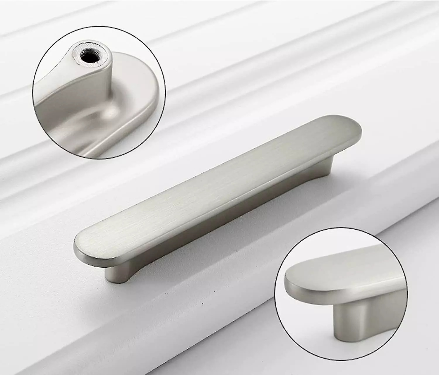 Unbranded Set Of 2 Kitchen Drawer Pulls Pull Handle Modern Zinc Alloy Silver Brushed Hardware For Cabinet Bathroom Dresser (hole Centers 3.8'' 96mm) - Image 2