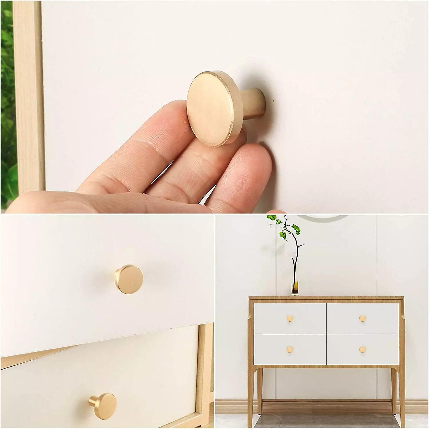 Unbranded Round Solid Brass Door Handle, Furniture Handle, Pull Knobs Drawer Cabinet Cupboard Chest Of Drawers Kitchen, Single Hole Gold Handle 4 Pieces(25 X 20 - Image 4