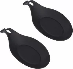 Unbranded Kitchen Silicone Spoon Holderkitchen Utensil Holdersteel Clad Spoon Holdercounter Top Spoon Holdercooking Spoon Holderspatula Holderalmond Shape Black