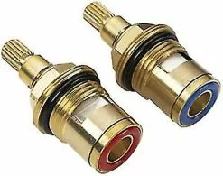 Unbranded Tap Valves Replacement 1/2" Brass Tap Cartridge Valves Ceramic Disc Gland Quarter Turn 20 Teeth Fitting Connections For Bathroom Kitchen Tap(2 Pcs)
