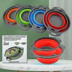 Unbranded Dish Drainer Silicon Collapsible Basket Kitchen Fruit Vegetable