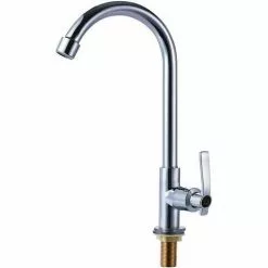 GTA Cold Water Sink Faucet Single Handle One Hole High Arc Deck Mount Stainless Steel Bar Faucet For Kitchen Garden Outdoor RV Easy Installation Chrome