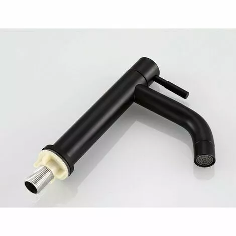 ERHOPE Matte Faucet Black Stainless Steel Basin Single Cold Water Tap For Home Kitchen Room Use, G1/2in Male Thread(Curved Mouth) - Image 4