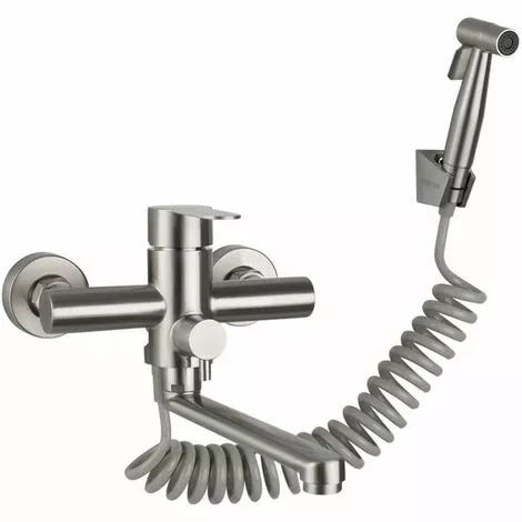 Way Wall-mounted Faucet With Hand Shower, With Spray Gun, Kitchen Sink, Stainless Steel Faucet, Hot/cold Water, Laundry Tub, Rotary