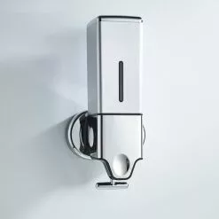 TUMALAGIA Wall Mounted Soap Dispenser Shower And Lotion Dispenser For Home Bathroom Kitchen Hotels Restaurants (500ml, Silver)