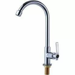 BOED Cold Water Sink Faucet Single Handle One Hole High Arc Deck Mount Stainless Steel Bar Faucet For Kitchen Garden Outdoor RV Easy Installation Chrome