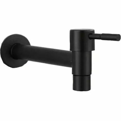 BOED Mop Pool Faucet, Black Wall Mount Faucet, Wall Tap, Cold Water Faucet, Bathroom, Sink, Balcony, Kitchen Stainless Steel Water Saving Faucet (Black)