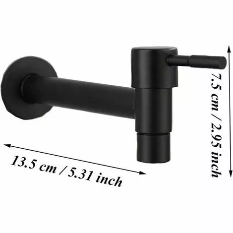 BOED Mop Pool Faucet, Black Wall Mount Faucet, Wall Tap, Cold Water Faucet, Bathroom, Sink, Balcony, Kitchen Stainless Steel Water Saving Faucet (Black) - Image 3