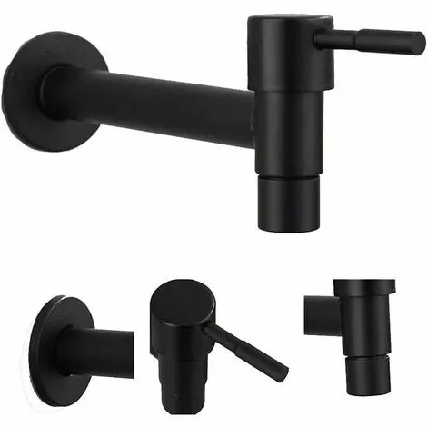 BOED Mop Pool Faucet, Black Wall Mount Faucet, Wall Tap, Cold Water Faucet, Bathroom, Sink, Balcony, Kitchen Stainless Steel Water Saving Faucet (Black) - Image 5