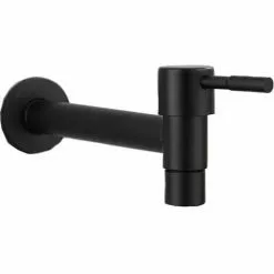 BOED Mop Pool Faucet, Black Wall Mount Faucet, Wall Tap, Cold Water Faucet, Bathroom, Sink, Balcony, Kitchen Stainless Steel Water Saving Faucet (Black)