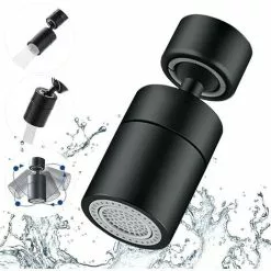 BOED Faucet Aerator, 360 Degree Rotation, 2 Modes Adjustable Kitchen Faucet Filter Aerator For Kitchen Bathroom, 22mm Female Thread, Black, 1pc