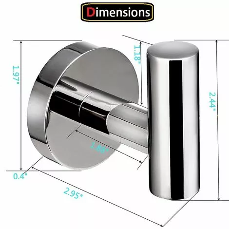 NICEONE Bathroom Towel Hooks, SUS304 Stainless Steel Polished Chrome Finish, Clothes Hook, Modern Wall Hook Holder For Kitchen Garage Hotel Wall Mounted (2 Pack) - Image 2