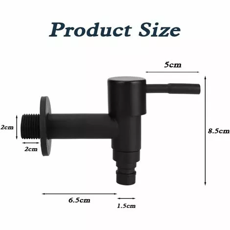 NICEONE Stainless Steel Wall Mounted Garden Faucet, 1 Piece G1/2 Inch Wall Mounted Wash Faucet Balcony Bathroom Kitchen Garden Wash Faucet (Black) - Image 3