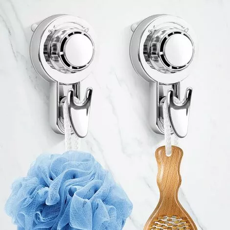 TUMALAGIA Bathroom Suction Cup Hooks Strong Suction Cup Hooks For Kitchen Toilet Stainless Steel Wall Hooks Towel Hooks Suction Cup Hooks Shower Hooks (Silver)
