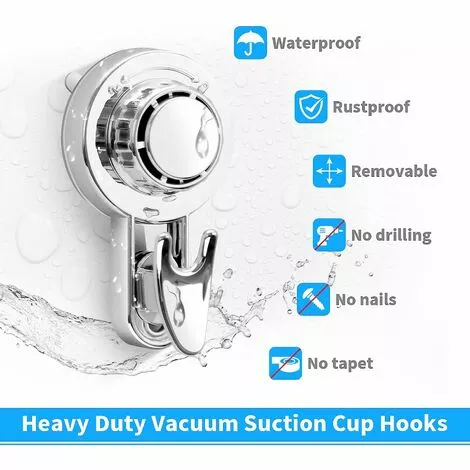 TUMALAGIA Bathroom Suction Cup Hooks Strong Suction Cup Hooks For Kitchen Toilet Stainless Steel Wall Hooks Towel Hooks Suction Cup Hooks Shower Hooks (Silver) - Image 2