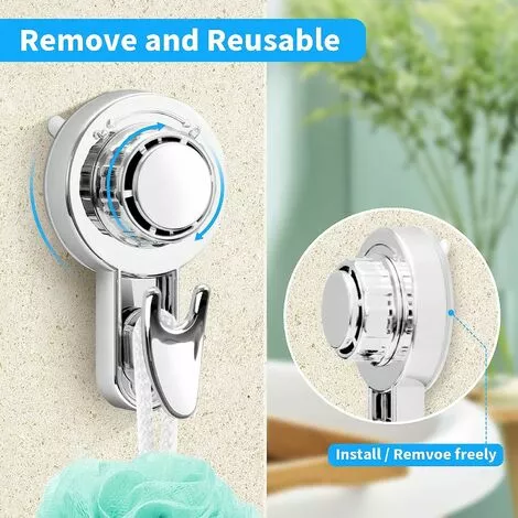 TUMALAGIA Bathroom Suction Cup Hooks Strong Suction Cup Hooks For Kitchen Toilet Stainless Steel Wall Hooks Towel Hooks Suction Cup Hooks Shower Hooks (Silver) - Image 3