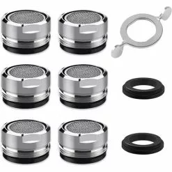 FUHUIDATRADING M24 Faucet Aerator, 6 Pieces Water Saving Faucet Aerator With Stainless Steel And ABS Filter, Include 8 Gaskets And 1 Chrome Aerator Wrench For Bathroom And Kitchen Sink Faucet