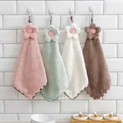 XINUY 4pcs Hanging Kitchen Towels With Loop, Bathroom Hand Towels, Absorbent Microfiber Dry Towels, Thick Cleaning Cloths