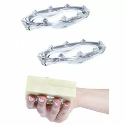 XINUY SoapStandle Bar Soap Grip, Made In USA, Non-Drying Dish/Stand Replacement In Bathroom/Kitchen, No Drop Handle For Bath And Shower, Use With After-Soap Lotion Bar Shampoo, Set Of 2, Transparent