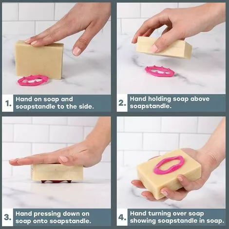 XINUY SoapStandle Bar Soap Grip, Made In USA, Non-Drying Dish/Stand Replacement In Bathroom/Kitchen, No Drop Handle For Bath And Shower, Use With After-Soap Lotion Bar Shampoo, Set Of 2, Transparent - Image 3