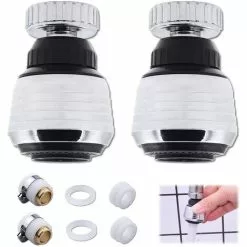 AOUGO [Pack Of 2 Products] Kitchen Faucet Nozzle, 360° Swivel Kitchen Faucet Head, Water Saver For Faucet, Faucet Aerator, Faucet Aerator, Kitchen Faucet Adapter