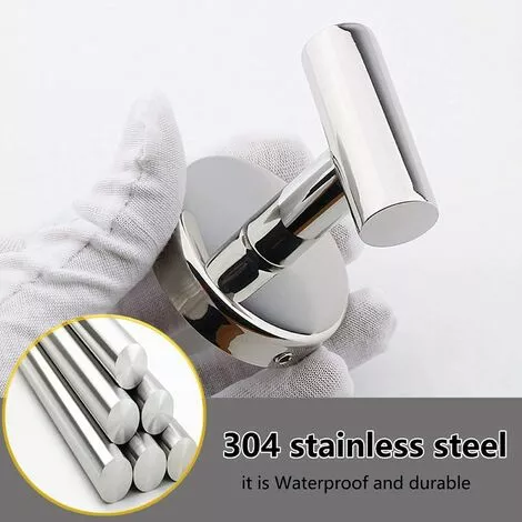 NICEONE Bathroom Towel Hooks, SUS304 Stainless Steel Polished Chrome Finish, Clothes Hook, Modern Wall Hook Holder For Kitchen Garage Hotel Wall Mounted (2 Pack) - Image 5