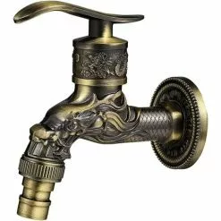Soleil Vintage Faucet, Dragon Carved Faucet Zinc Alloy, 1/2" Wall Faucet, Antique Copper Faucet Garden, Faucet Basin Faucet For Bathroom Garden Kitchen