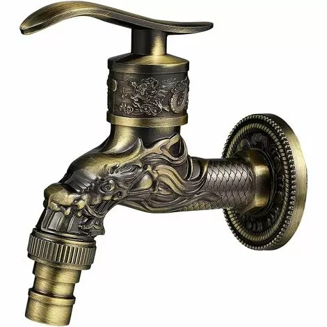 Soleil Vintage Faucet, Dragon Carved Faucet Zinc Alloy, 1/2" Wall Faucet, Antique Copper Faucet Garden, Faucet Basin Faucet For Bathroom Garden Kitchen