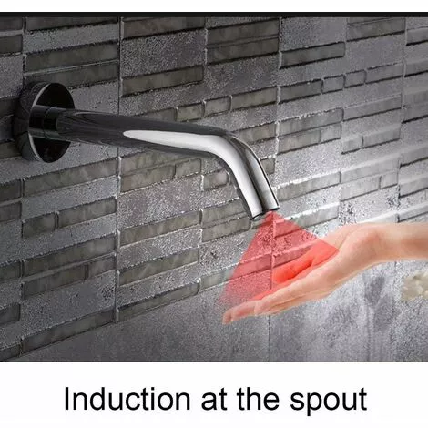 Soleil Wall Mounted Infrared Induction Sensor Water Faucet, Commercial Stainless Steel Hot And Cold Water Kitchen Sink Faucet, 2.0-5.9" Sensing Distance, For Bathroom Hotel - Image 3