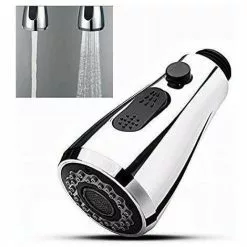 WENH Kitchen Sink Faucet With Retractable Sprayer - Push Button Stop 2 Kinds Universal Head For Toilet Mixer Tap Bathroom Faucet Silver