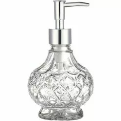 Soleil Glass Soap Dispenser, Clear Liquid Hand Sanitizer Pump Bottle For Bathroom Kitchen, Lotion Liquid Cleaner Dispenser, 7.74oz Or 220ml