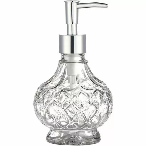 Soleil Glass Soap Dispenser, Clear Liquid Hand Sanitizer Pump Bottle For Bathroom Kitchen, Lotion Liquid Cleaner Dispenser, 7.74oz Or 220ml