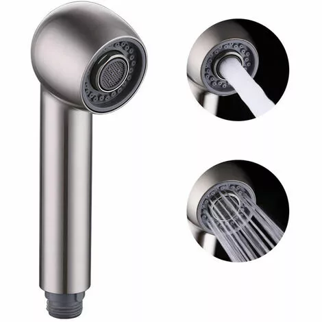 Soleil Kitchen Faucet Spray Head Replacement 2-Spray Spray Head For Pull-Out Kitchen Mixer Tap, G1/2 Straight Thread, Brushed Nickel