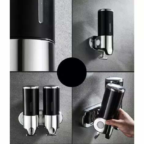 MIMIY 450ML Wall Mounted Soap Dispenser, Single Head Hand Soap Dispenser Liquid Shower Gel Shampoo For Kitchen Bathroom Hotel (Black) - Image 4