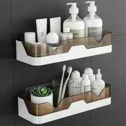 GTA Set Of 2 Bathroom Organizers Shower Wall Mounted Shower Holder Kitchen Organizer And Storage Bathroom Wall Adhesive Shower