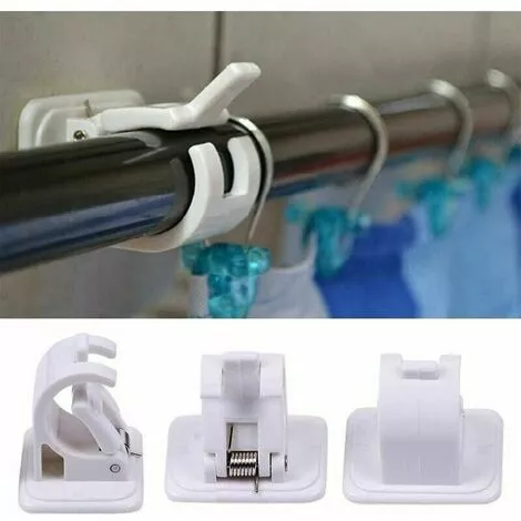 PENY 4 Pack Curtain Rod Mounting Brackets, Self-adhesive Wall Hooks, Towel Rack, Wall Mount No Drilling, Rod Holder For Curtain Rod, Kitchen, Bedroom. - Image 3