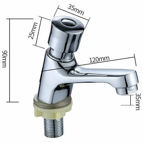 PENY Self Closing Chrome Time Delay Faucet Water Saving Time Delay Basin Sink Faucet Faucet For Kitchen Bathroom Public Silver - Image 5