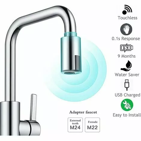 PENY Touchless Smart Faucet With Motion Sensor Water Saving Faucet For Bathroom Kitchen Fits Silver - Image 2