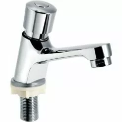 Neige Self Closing Chrome Time Delay Faucet Water Saving Time Delay Basin Sink Faucet Faucet For Kitchen Bathroom Public Silver