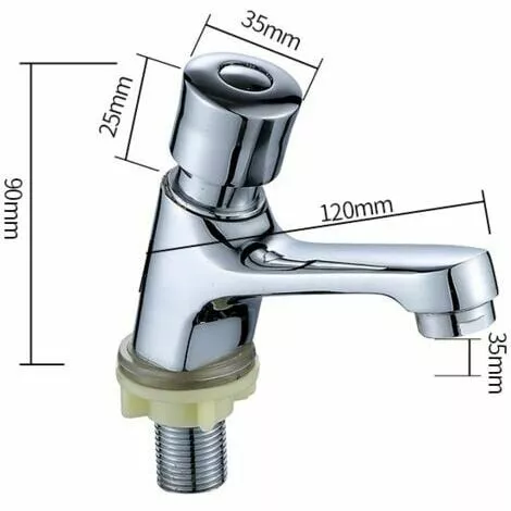 Neige Self Closing Chrome Time Delay Faucet Water Saving Time Delay Basin Sink Faucet Faucet For Kitchen Bathroom Public Silver - Image 5